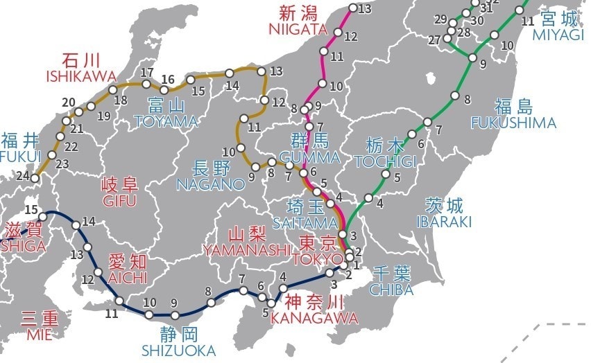 新幹線の路線図